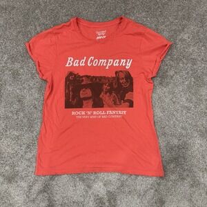 Bad Company Rock N Roll Fantasy Distressed Graphic Tee Red Size Small Grunge